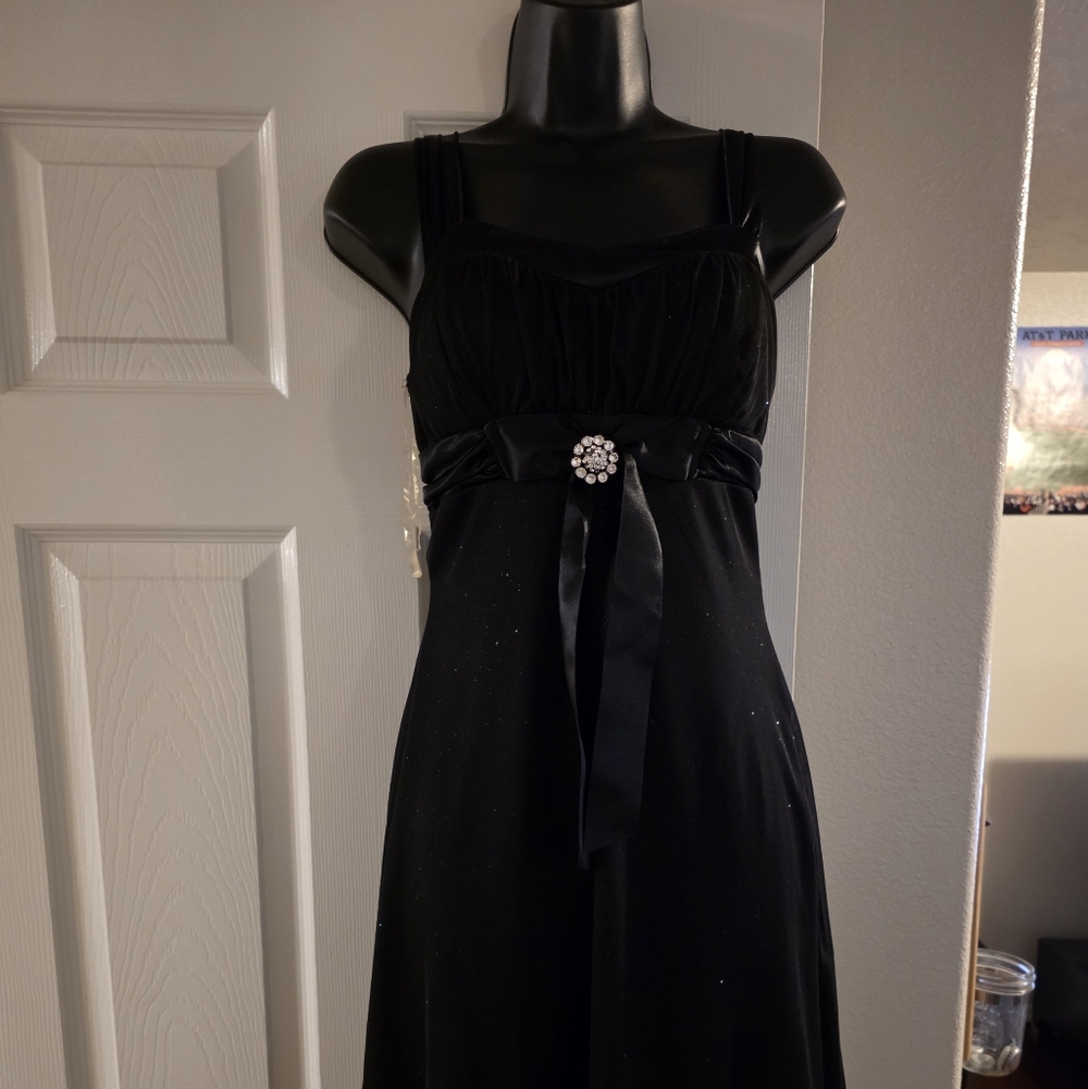 My Michelle Black Formal Womens Dress with Jewel Accent